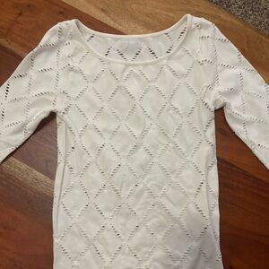 Carbon38 White Eyelet Knit Top